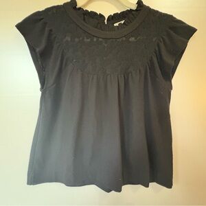 Madewell Black Textured short sleeves Blouse size XXS